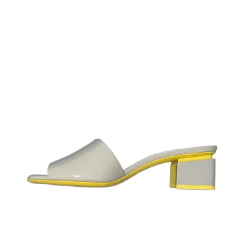 CHANEL Slide Slippers Women's Gray Yellow