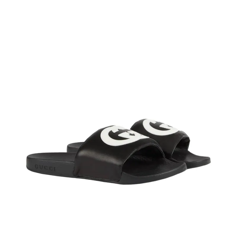 GUCCI Women's Slide 'Interlocking G Black White' Women's-1