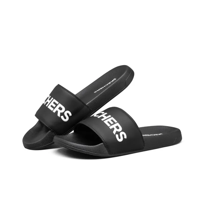 Skechers Side Lines Lightweight Cozy Outdoor Sports Slippers Black-2
