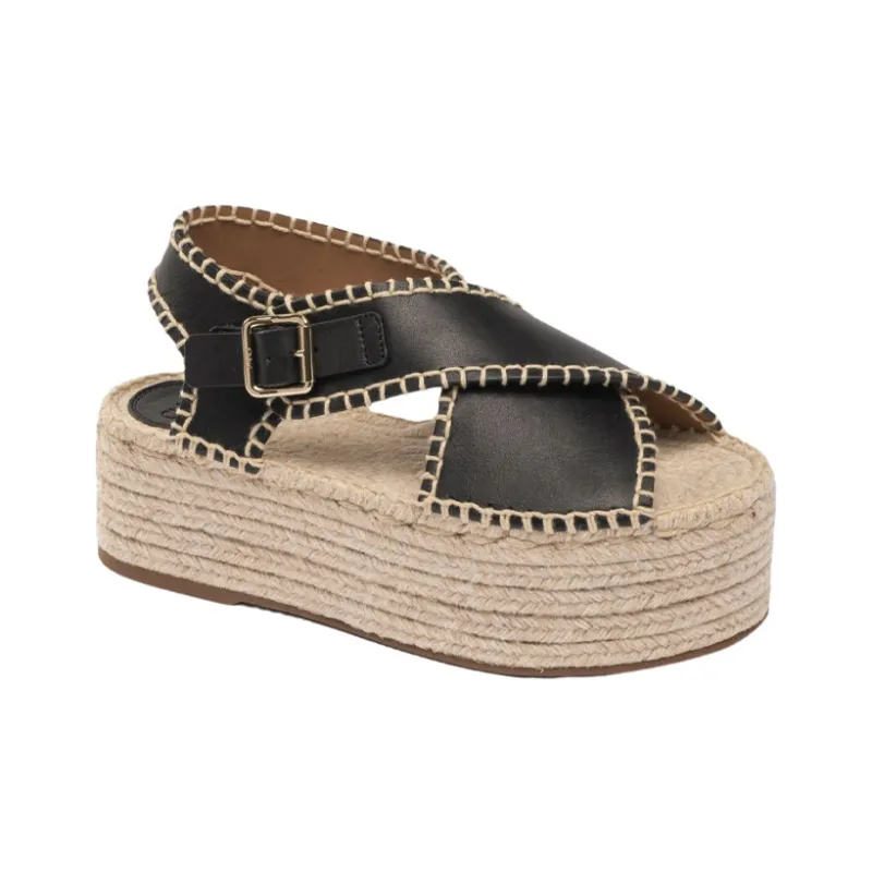 Chloe Lucinda Hemp Sole Sandal Women's Black-1