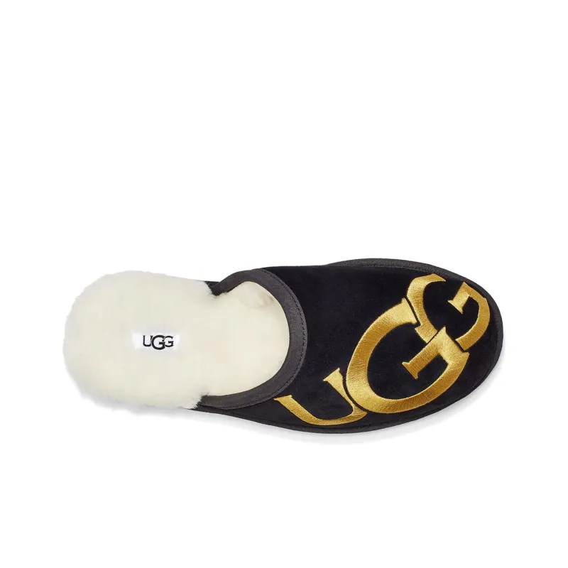 UGG Scuff Logo Slipper Black Gold-3