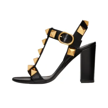 Valentino Roman Stud One Strap Sandals 9cm Women's Black