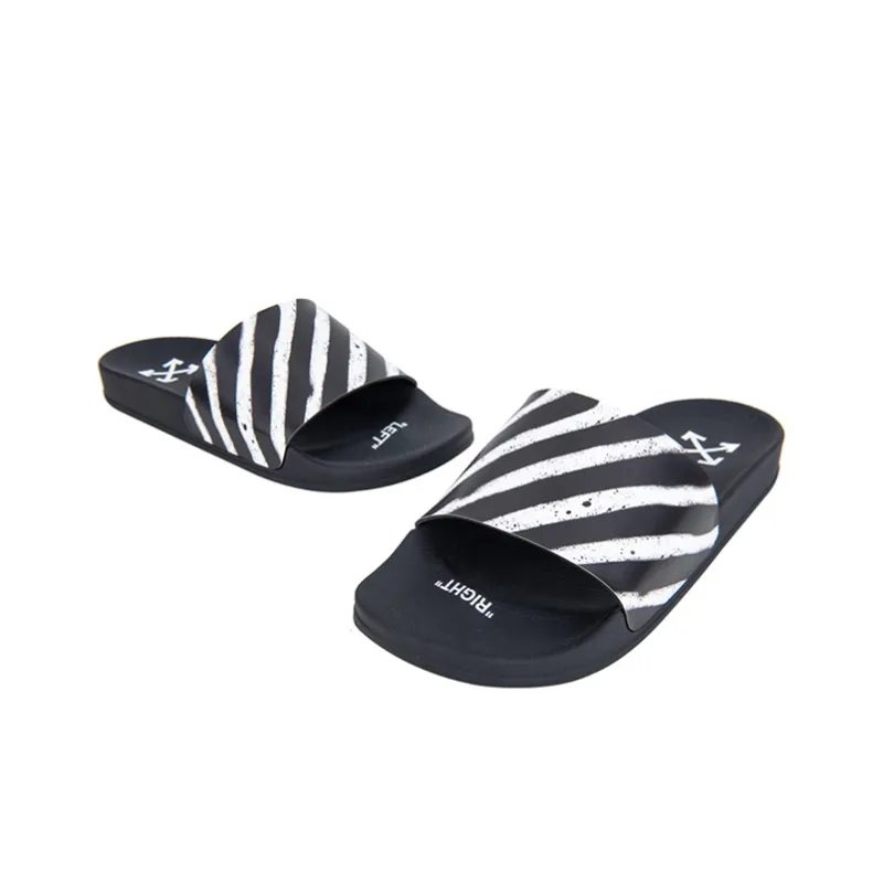 OFF WHITE Spray Stripes Slider Black White SS20-4