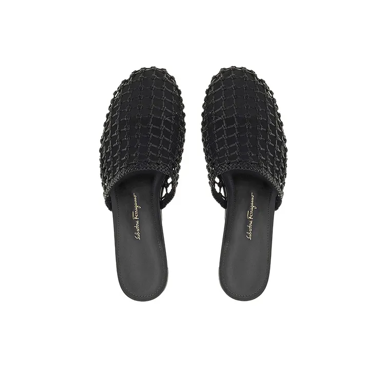 FERRAGAMO Woven-design Leather Mules-3