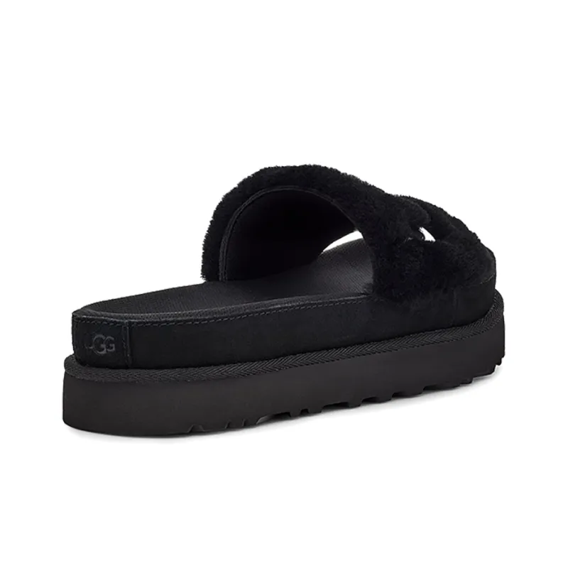 UGG Laton Fur Slide Black Women's-3