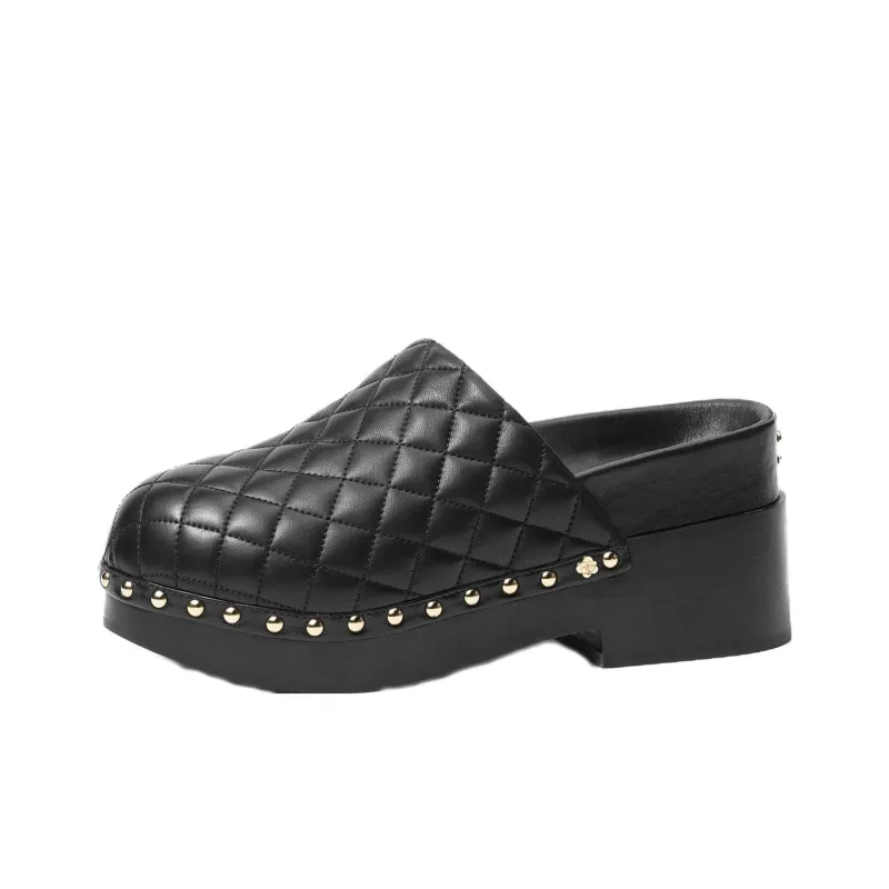 CHANEL Abrasion Resistant Closed Toe Slippers Women's Black-0