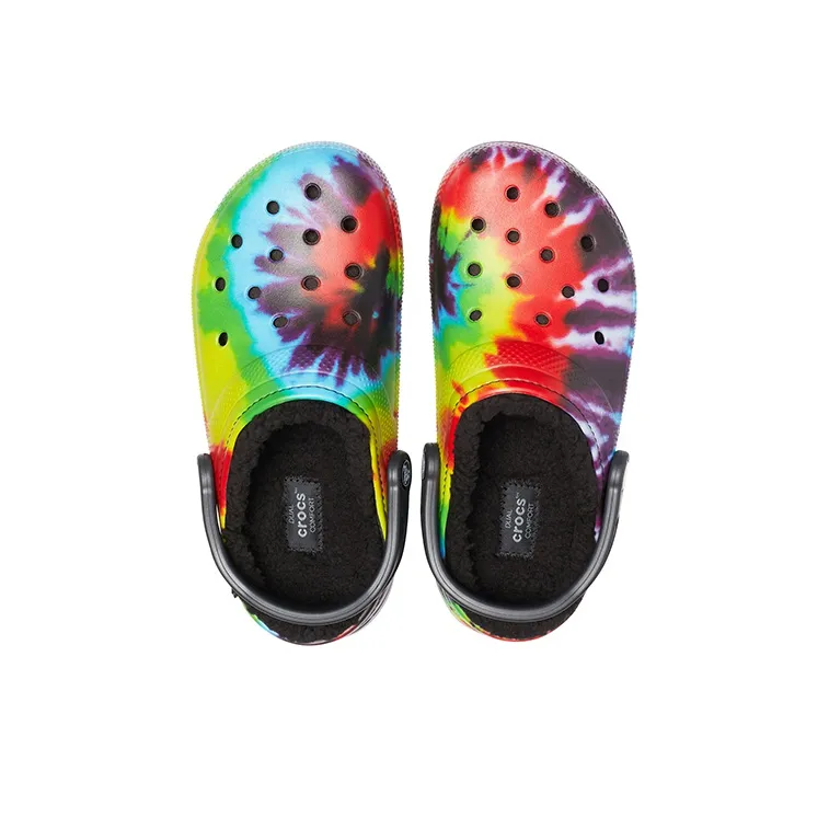 Crocs Classic Tie Dye Stay Warm Cozy Crocs Sports Slippers Unisex Purple Red-4