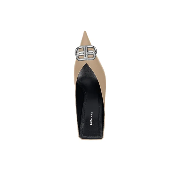 Balenciaga Knife Square BB Wrap-toe Slippers Women's Brown-3