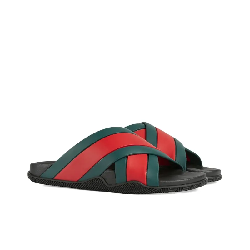 GUCCI Rubber Slides Green Red-1