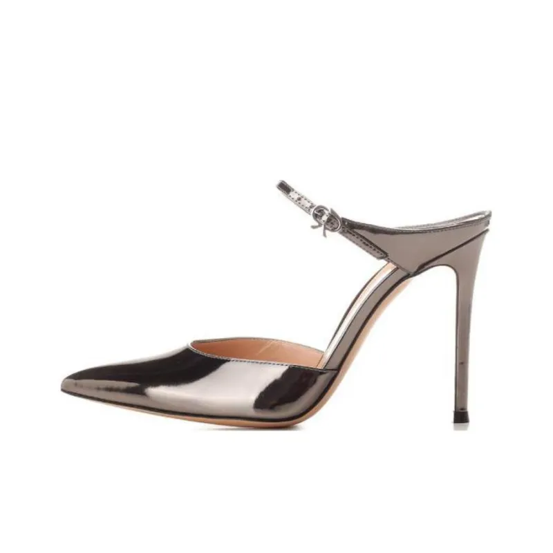 GIANVITO ROSSI 100mm Metallic Leather Mules-0