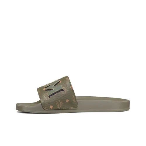 MCM Slide Slippers Men Dark Green