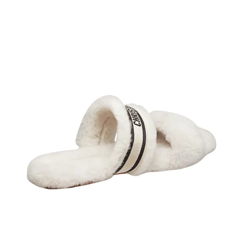DIOR Chez Moi Slide Slippers Women's White-3