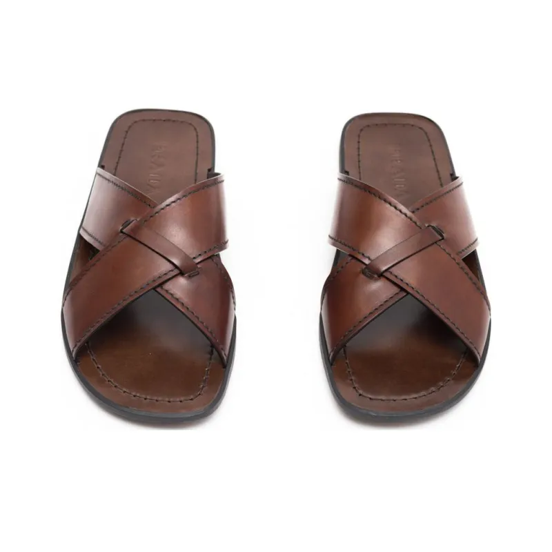 PRADA Rubber Sole Slide Slippers Men's Brown-3