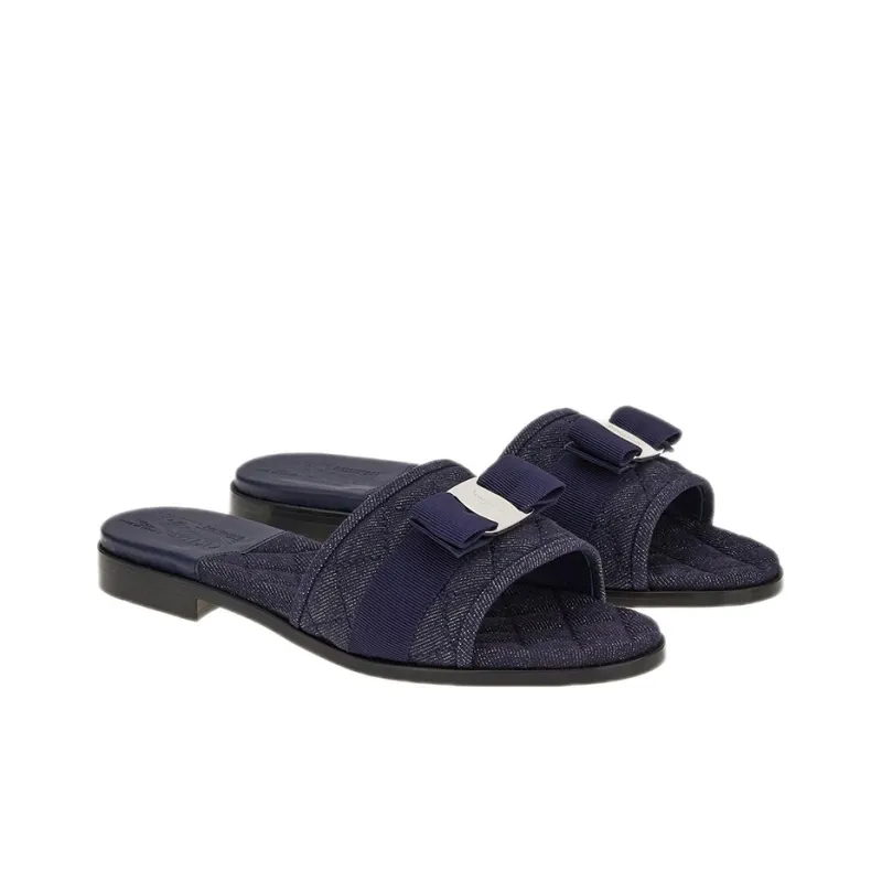 FERRAGAMO Odor Resistant Slide Slippers Women's Blue-2
