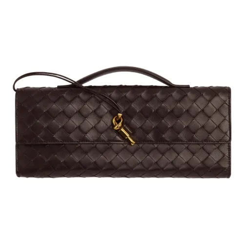 Bottega Veneta Andiamo Series Lambskin Clutch Women's Dark Brown