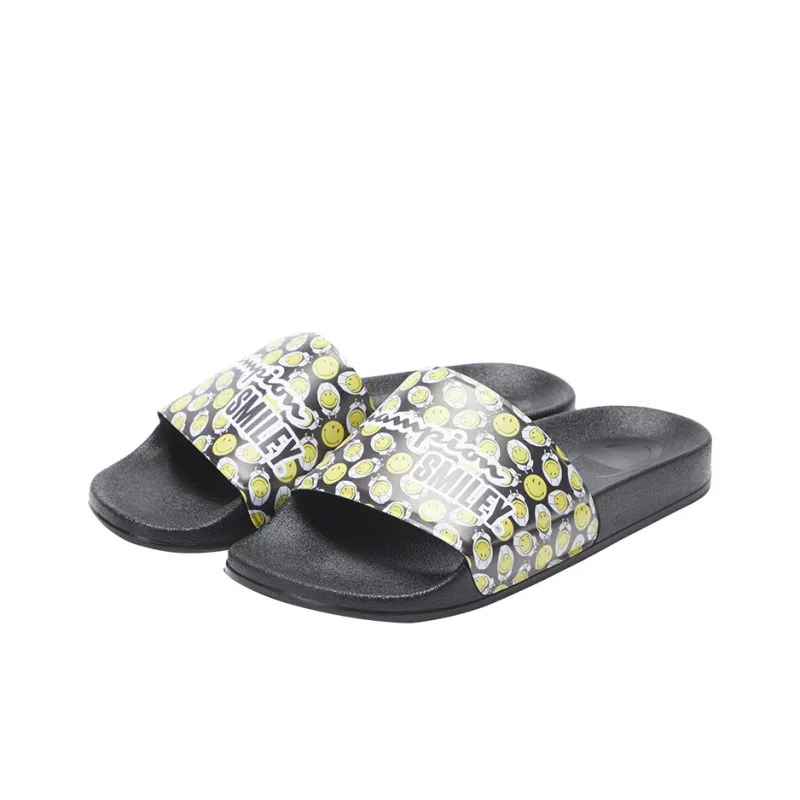 Smiley X Champion Slide Slippers Unisex Black-1