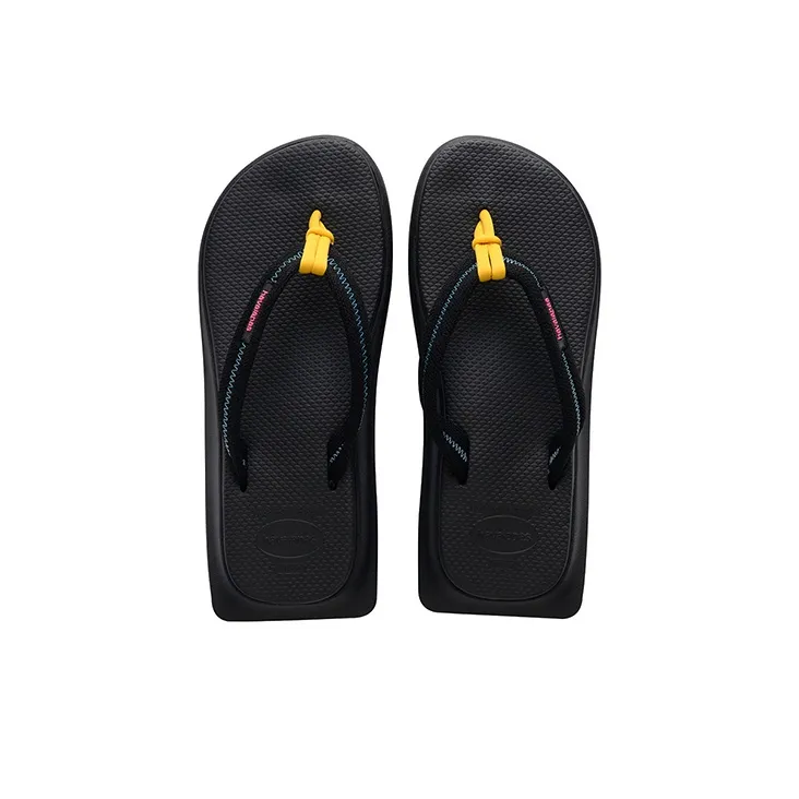 Havaianas Tradi Zori II Rubber Sole Flip Flops Unisex Black Yellow-3
