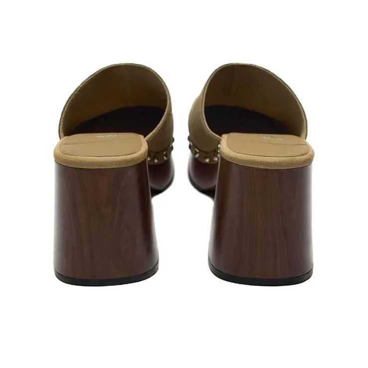 ZARA Closed Toe Slippers Women's Taupe-3