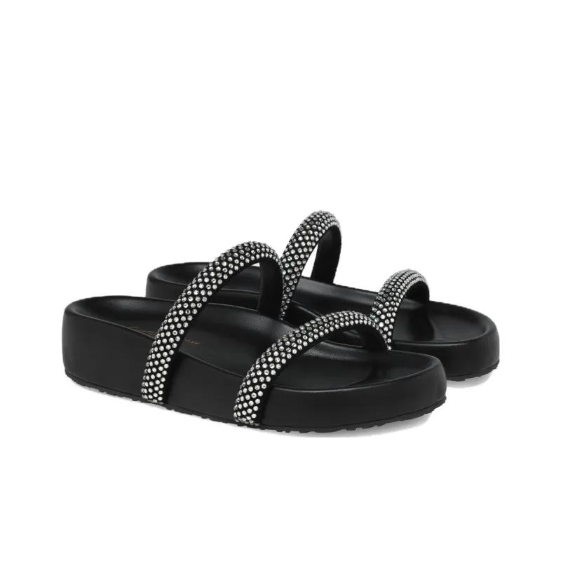 GIANVITO ROSSI Croisette Rubber Sole Slide Slippers Women's Black Silver-2