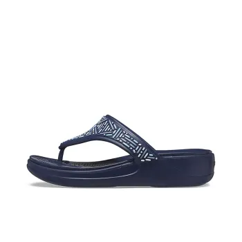 Crocs Monterey Beaded Flip Flops Deep Blue Women's