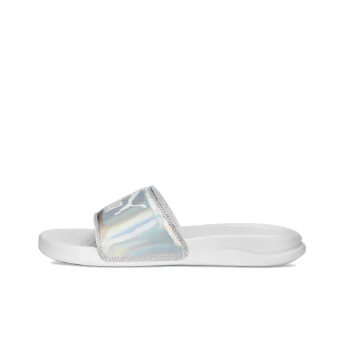 PUMA Popcat Rubber Sole Slide Slippers Women's White Silver