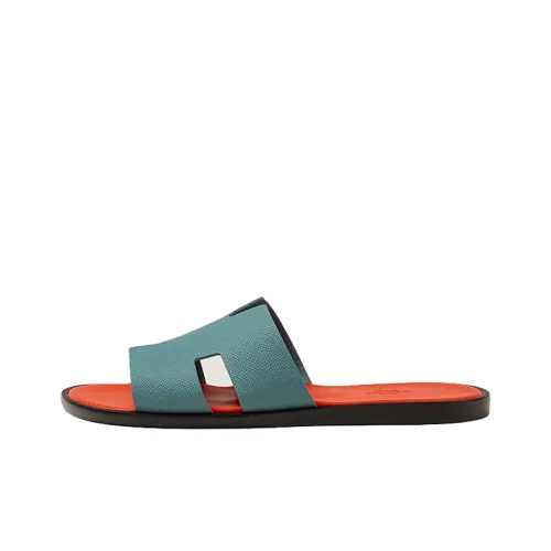 HERMES Izmir Sandal Bleu Bleuet Orange Epsom Calfskin Leather