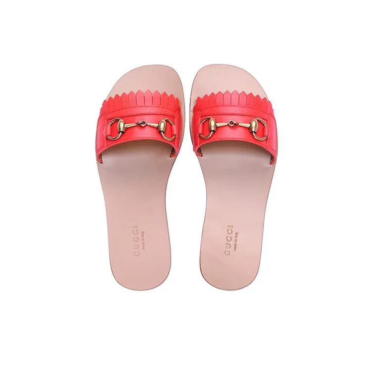 GUCCI Horsebit Slide Slippers Women's Red-3