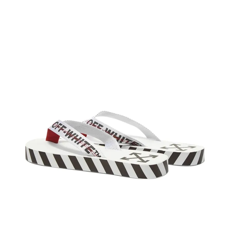 OFF WHITE Diagonal Stripes Flip Flops White AW20-2