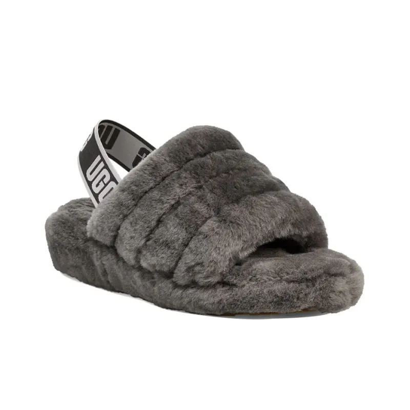 UGG Fluff Yeah Slide Charcoal Women's-2