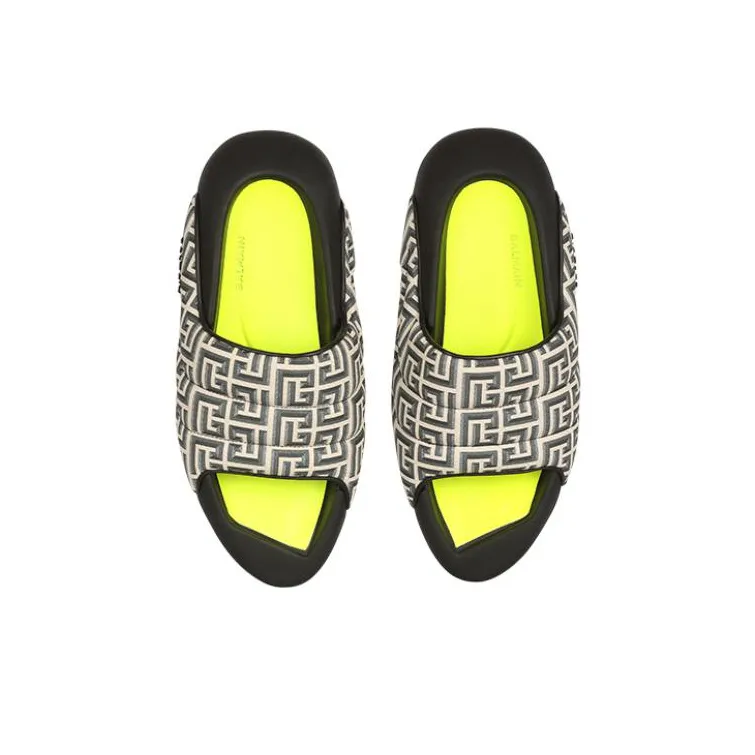 BALMAIN B It Padded 'Monogram Print' Slides-3