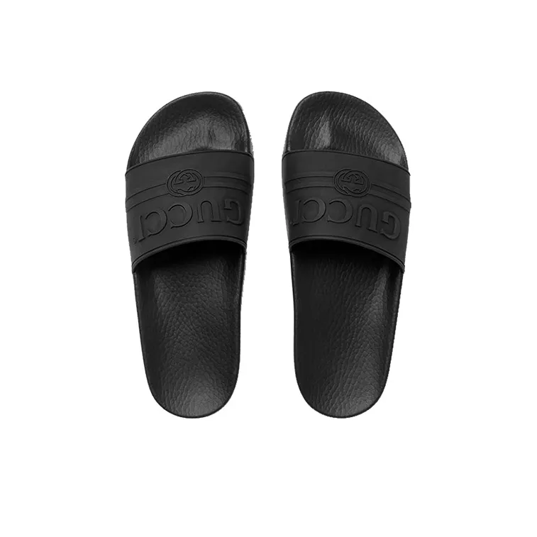 GUCCI Women's Logo Rubber Slide 'Black' Women's-3