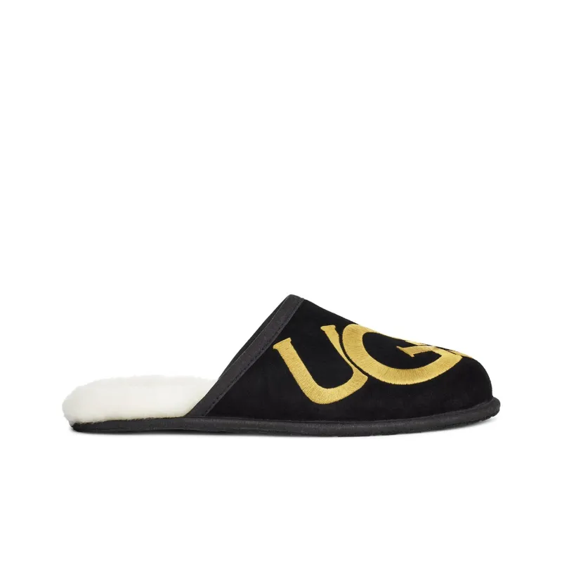UGG Scuff Logo Slipper Black Gold-1