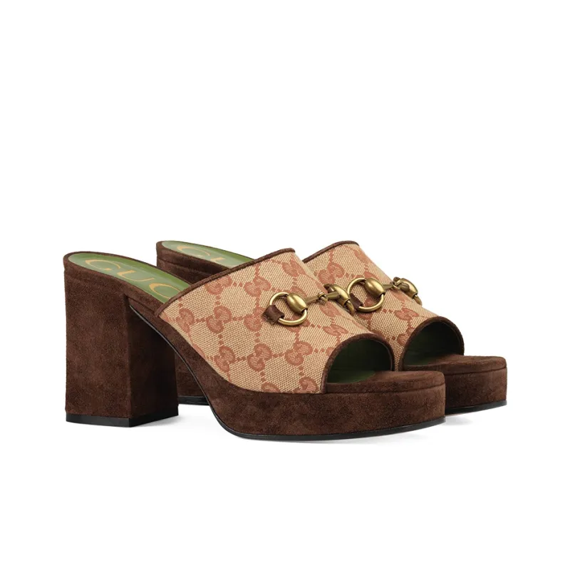 GUCCI 60mm GG Mid-heel Platform Mules-2