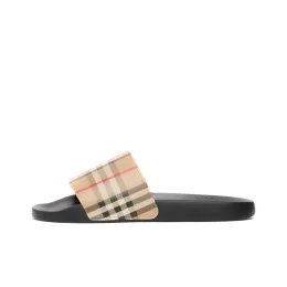 Burberry Furley Check Slides Archive Beige Male-0