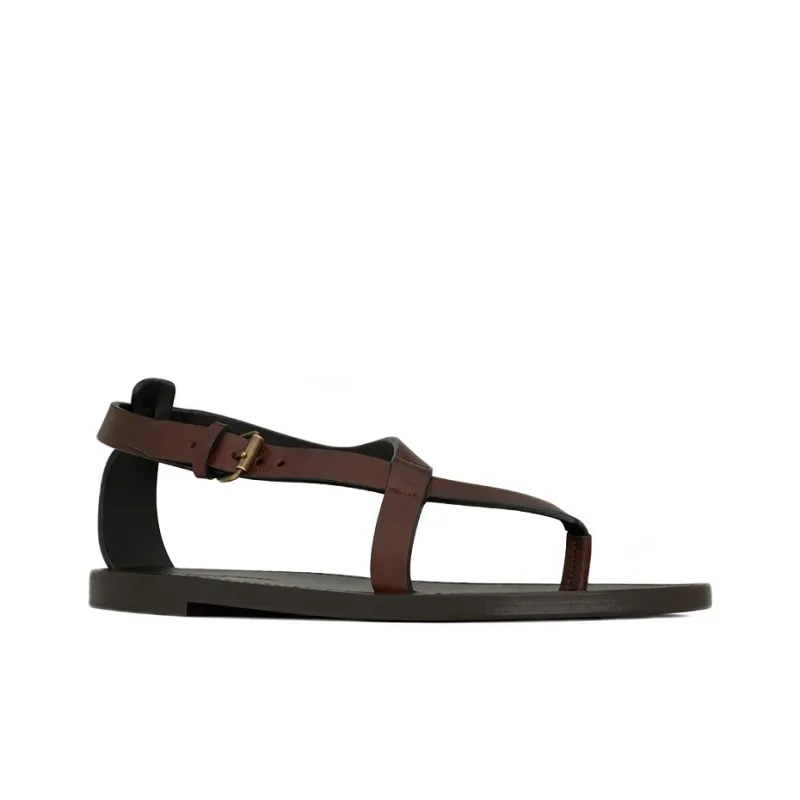 SAINT LAURENT Culver Strap Sandals Women's Brown-2