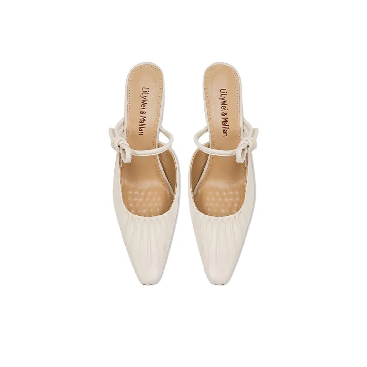 Lily Wei Wrap-toe Slippers Women's Ecru-2