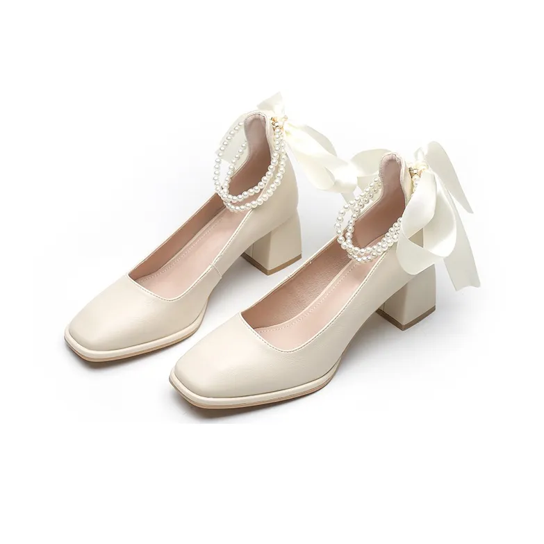 KATHRYN WILSON Chunky Heel High Heels 5.5cm Women's Apricot-2