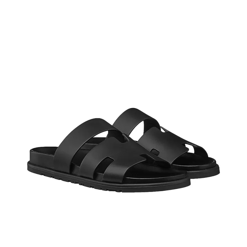 HERMES Ankara Slide Slippers Men's Black-2