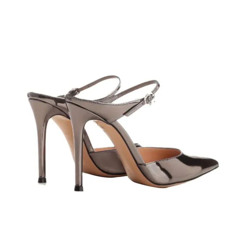 GIANVITO ROSSI 100mm Metallic Leather Mules-3