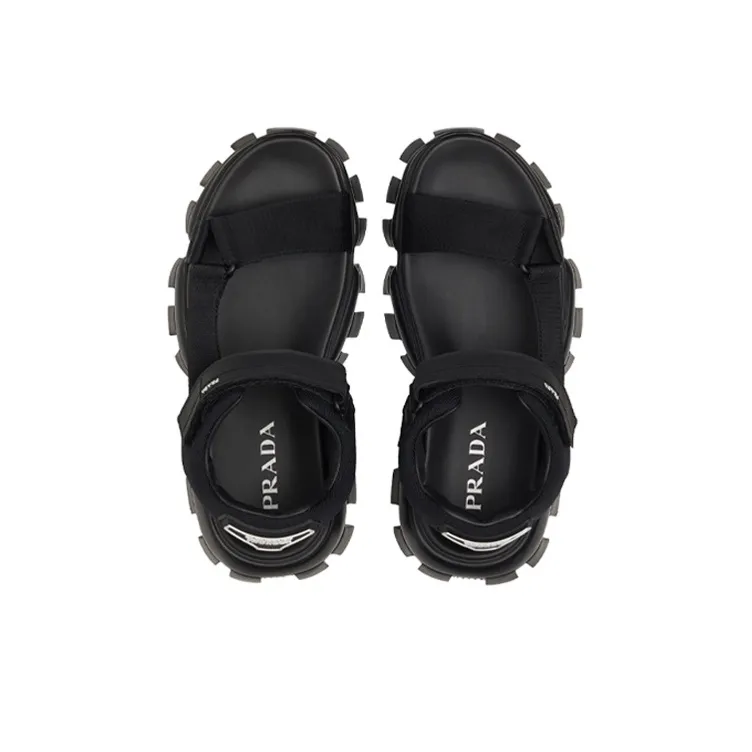 PRADA Cloudbust Thunder Sandal Black Nylon-3