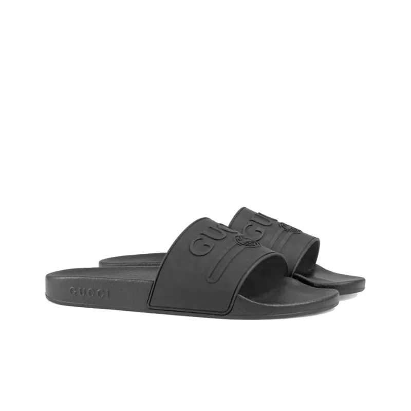 GUCCI Rubber Slides Black-2