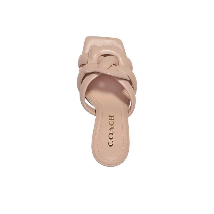COACH Rubber Sole Slip Resistant Slide Slippers Women's Light Umber-3