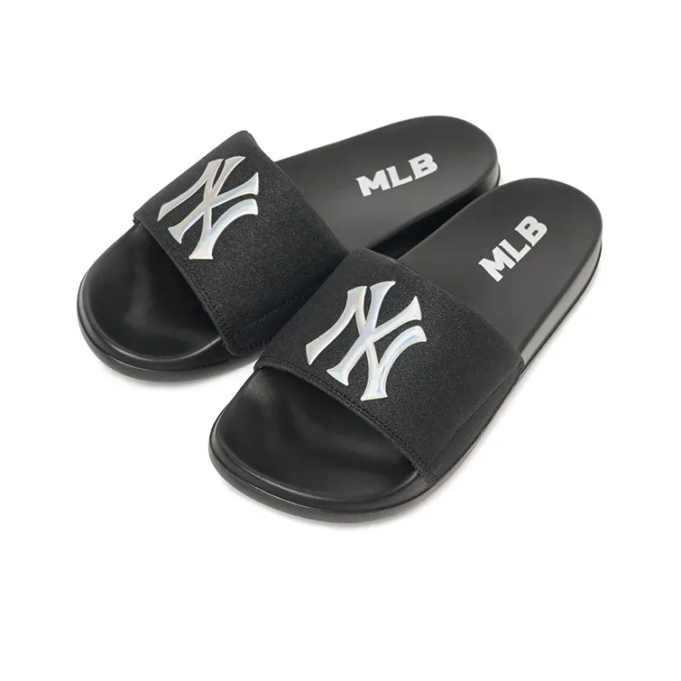 MLB Slipper Slide Slippers Unisex Black White-2
