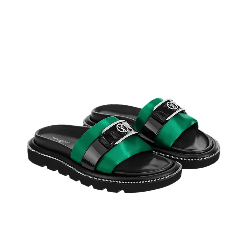 LOUIS VUITTON Pool Pillow Comfort Stylish Sandal Women's Black Green-3