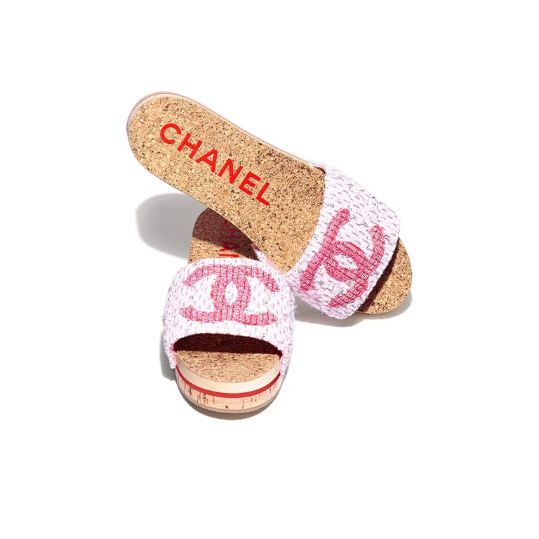 CHANEL Slide Slippers Women's Pink-3