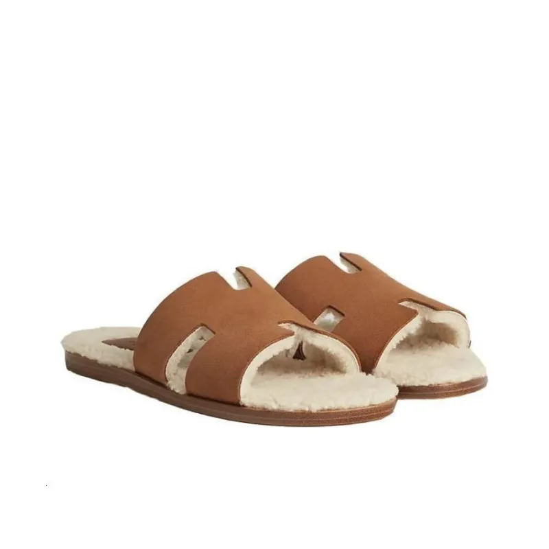 HERMES Izmir Slide Slippers Women's Brown-3