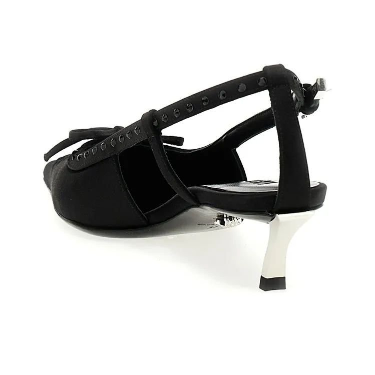 VERSACE Cone Heel High Heels 4cm Women's Black-2