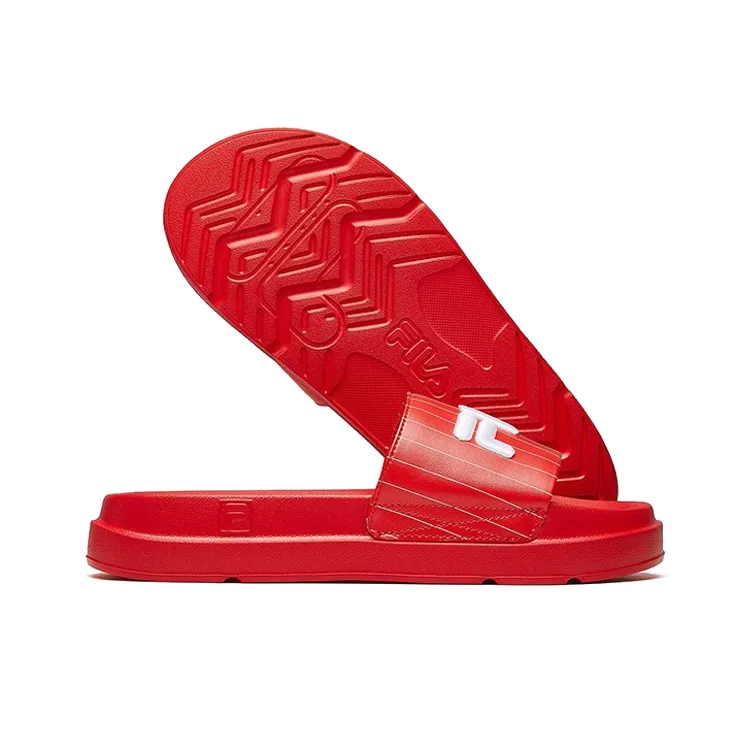 FILA Thick Sole Beach Large Red Slippers Women's-3