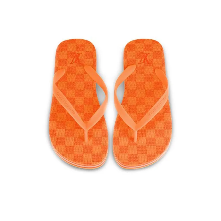 LOUIS VUITTON Molitor Damier Flip Flops Men's Orange-3