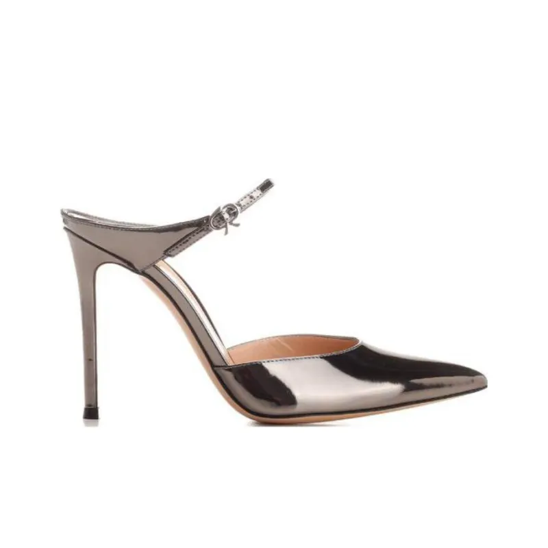 GIANVITO ROSSI 100mm Metallic Leather Mules-1
